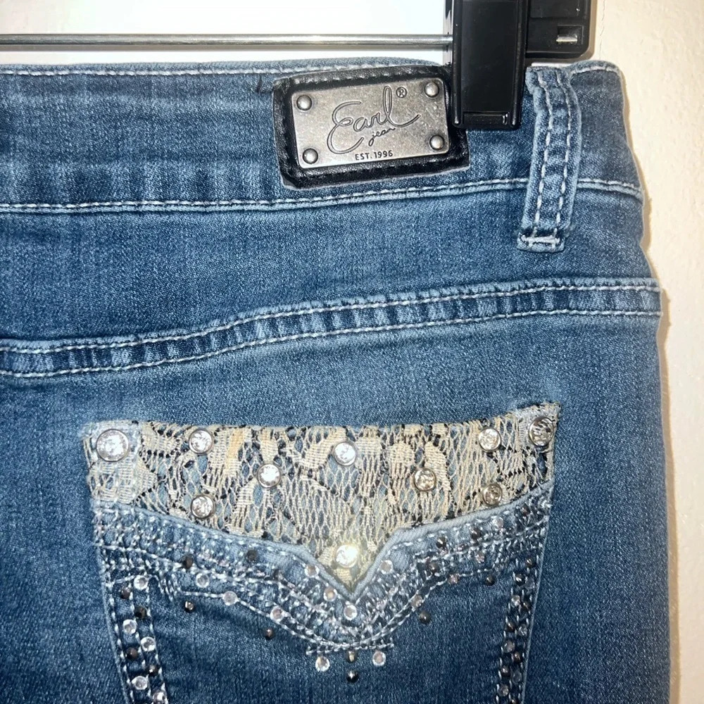 Earl Jeans, 8 mid rise skinny ankle. Embellished jeweled studs pockets - Picture 7 of 10